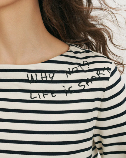 Dove White/Navy Stripe